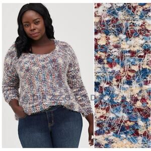 TORRID Drop Shoulder Fuzzy Eyelash Sweater Multi Stripe Popcorn | 2X